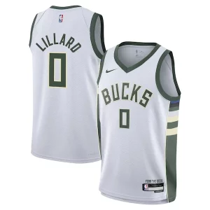 Bonito Magnífico Encantador Damian Lillard Milwaukee Bucks Nike Youth Swingman Jersey Association Edition White  para los verdaderos seguidores