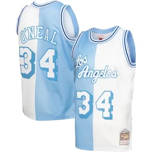 Increíble Shaquille O'Neal Los Angeles Lakers Hardwood Classics 1996/97 Split Swingman Jersey Powder Blue/White  para los verdaderos seguidores