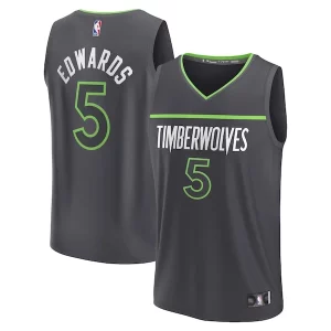 Magnífico Comodo Bonito Anthony Edwards Minnesota Timberwolves Youth Fast Break Replica Player Jersey Statement Edition Anthracite  para los verdaderos seguidores