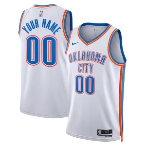 Bonito Fácil de llevar Oklahoma City Thunder Nike Unisex Swingman Custom Jersey White Association Edition  para los verdaderos seguidores