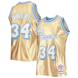 Resistente Shaquille O'Neal Los Angeles Lakers 75th Anniversary 1996/97 Hardwood Classics Swingman Jersey Gold  para los verdaderos seguidores