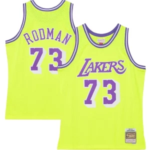 Único Resistente Dennis Rodman Los Angeles Lakers Hardwood Classics 1998/99 Tropical Swingman Jersey Neon Yellow  para los verdaderos seguidores