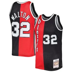 Chulo Bill Walton Portland Trail Blazers Hardwood Classics 1976/77 Split Swingman Jersey Red/Black  para los verdaderos seguidores