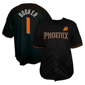 Estupendo Devin Booker Phoenix Suns Profile Big & Tall Name & Number Button Up Jersey Black  para los verdaderos seguidores