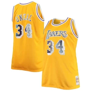 Hermoso Shaquille O'Neal Los Angeles Lakers Big & Tall 1996 97 NBA 75th Anniversary Diamond Swingman Jersey Gold  para los verdaderos seguidores
