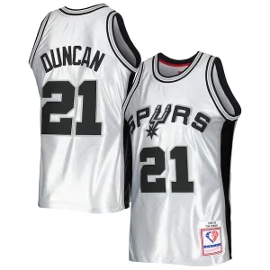 Encantador Tim Duncan San Antonio Spurs 1998/99 Hardwood Classics 75th Anniversary Swingman Jersey Platinum  para los verdaderos seguidores
