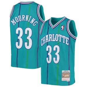 Lujoso Alonzo Mourning Charlotte Hornets Youth 1992/93 Hardwood Classics Swingman Jersey Teal  para los verdaderos seguidores