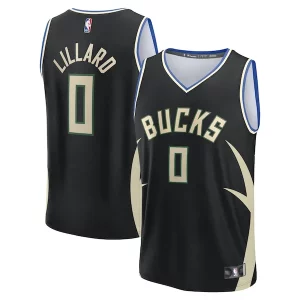 Original Resistente Práctico Damian Lillard Milwaukee Bucks Youth Fast Break Replica Player Jersey Statement Edition Black  para los verdaderos seguidores