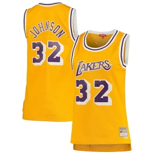 Comodo Clásico Bonito Magic Johnson Los Angeles Lakers Women's 1984/85 Hardwood Classics Swingman Jersey Gold  para los verdaderos seguidores