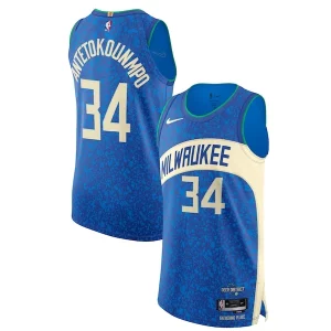 Ideal Nike Giannis Antetokounmpo Milwaukee Bucks Authentic Jersey City Edition Blue  para los verdaderos seguidores