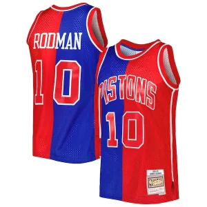 Cool Ideal Dennis Rodman Detroit Pistons Hardwood Classics 1988/89 Split Swingman Jersey Blue/Red  para los verdaderos seguidores
