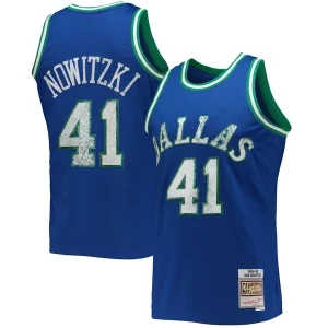 Hermoso Dirk Nowitzki Dallas Mavericks 1998/99 Hardwood Classics NBA 75th Anniversary Diamond Swingman Jersey Blue  para los verdaderos seguidores