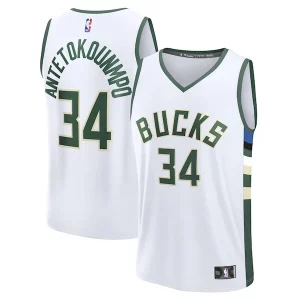 Estupendo Único Giannis Antetokounmpo Milwaukee Bucks Fast Break Replica Player Jersey Association Edition White  para los verdaderos seguidores