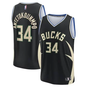 Encantador Giannis Antetokounmpo Milwaukee Bucks Fast Break Replica Player Jersey Statement Edition Black  para los verdaderos seguidores