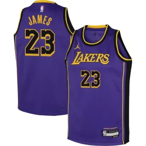 Increíble Práctico Cool LeBron James Los Angeles Lakers Jordan Brand Youth Performance Swingman Jersey Statement Purple  para los verdaderos seguidores