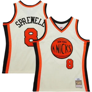 Delicioso Estupendo Clásico Latrell Sprewell New York Knicks Chainstitch Swingman Jersey Cream  para los verdaderos seguidores