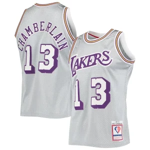 Moderno Encantador Maravilloso Wilt Chamberlain Los Angeles Lakers 75th Anniversary 1971/72 Hardwood Classics Swingman Jersey Silver  para los verdaderos seguidores