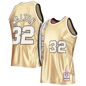 Cool Perfecto Exquisito Bill Walton Portland Trail Blazers 75th Anniversary 1976/77 Hardwood Classics Swingman Jersey Gold  para los verdaderos seguidores