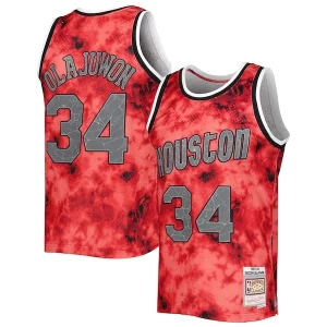 Comodo Original Atractivo Hakeem Olajuwon Houston Rockets 1993/94 Galaxy Swingman Jersey Red  para los verdaderos seguidores