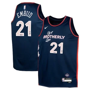 Ideal Moderno Elegante Joel Embiid Philadelphia 76ers Nike Youth Swingman Replica Jersey City Edition Navy  para los verdaderos seguidores