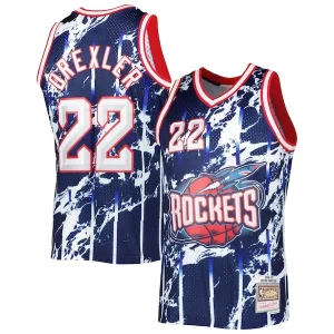 Elegante Clyde Drexler Houston Rockets 1996/97 Hardwood Classics Marble Swingman Jersey Navy  para los verdaderos seguidores