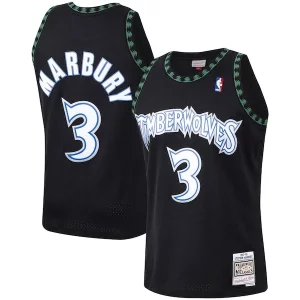 Magnífico Original Resistente Stephon Marbury Minnesota Timberwolves 1997/98 Hardwood Classics Swingman Jersey Black  para los verdaderos seguidores