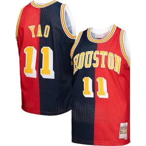 Práctico Yao Ming Houston Rockets Hardwood Classics 2004/05 Split Swingman Jersey Navy/Red  para los verdaderos seguidores