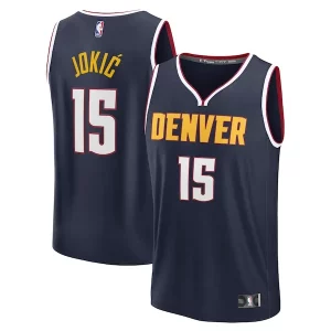 Resistente Nikola Jokic Denver Nuggets Fast Break Replica Player Jersey Icon Edition Navy  para los verdaderos seguidores