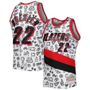 Duradero Clyde Drexler Portland Trail Blazers 1991 92 Hardwood Classics Doodle Swingman Jersey White  para los verdaderos seguidores