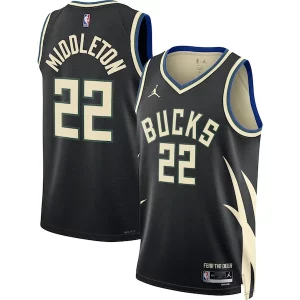 Sofisticado Encantador Khris Middleton Milwaukee Bucks Jordan Brand Unisex Swingman Jersey Statement Edition Black  para los verdaderos seguidores