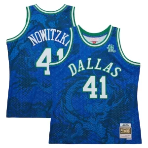 Chulo Exquisito Atractivo Dirk Nowitzki Dallas Mavericks 1998 2019 Hardwood Classics Asian Heritage 6.0 Swingman Throwback Player Jersey Blue  para los verdaderos seguidores
