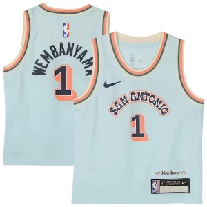 Lujoso Victor Wembanyama San Antonio Spurs Nike Preschool 2024/25 Swingman Player Jersey City Edition Light Blue  para los verdaderos seguidores