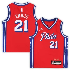 Versátil Cool Moderno Joel Embiid Philadelphia 76ers Jordan Brand Preschool 2022/23 Replica Jersey Statement Edition Red  para los verdaderos seguidores