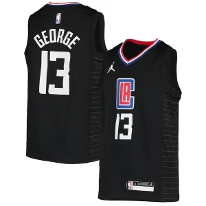 Delicioso Paul George LA Clippers Jordan Brand Youth 2020/21 Swingman Player Jersey Black Statement Edition  para los verdaderos seguidores