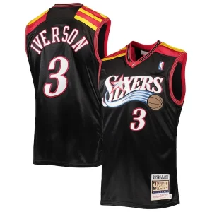 Versátil Allen Iverson Philadelphia 76ers 2006 Hardwood Classics Authentic Jersey Black/Red/White  para los verdaderos seguidores