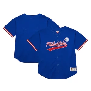 Moderno Práctico Resistente Philadelphia 76ers Hardwood Classics On The Clock Mesh Fashion Baseball Jersey Royal  para los verdaderos seguidores