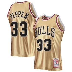 Cool Bonito Moderno Scottie Pippen Chicago Bulls 75th Anniversary 1997/98 Hardwood Classics Swingman Jersey Gold  para los verdaderos seguidores