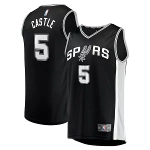 Fantástico Stephon Castle San Antonio Spurs 2024 NBA Draft Fast Break Player Jersey Icon Edition Black  para los verdaderos seguidores