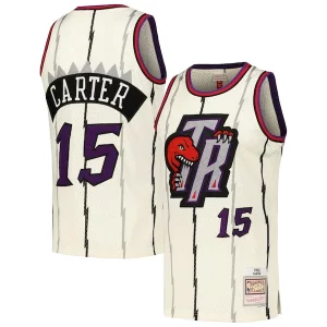 Increíble Vince Carter Toronto Raptors Chainstitch Swingman Jersey Cream  para los verdaderos seguidores