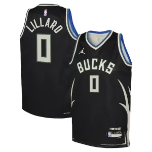 Fácil de llevar Duradero Damian Lillard Milwaukee Bucks Jordan Brand Youth Swingman Jersey Statement Edition Black  para los verdaderos seguidores