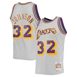 Genial Magic Johnson Los Angeles Lakers 1984 85 Hardwood Classics Reload 2.0 Throwback Swingman Jersey Gray  para los verdaderos seguidores