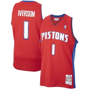 Robusto Sofisticado Ideal Allen Iverson Detroit Pistons 2008/09 Hardwood Classics Swingman Jersey Red  para los verdaderos seguidores