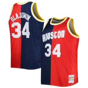 Resistente Fantástico Bonito Hakeem Olajuwon Houston Rockets Big & Tall Hardwood Classics 1993/94 Split Swingman Jersey Navy/Red  para los verdaderos seguidores