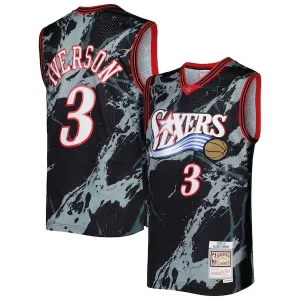 Comodo Bonito Fácil de llevar Allen Iverson Philadelphia 76ers 2000/01 Hardwood Classics Marble Swingman Jersey Black  para los verdaderos seguidores