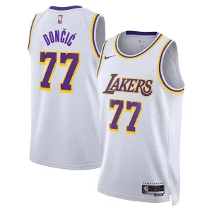 Estupendo Moderno Luka Dončić Los Angeles Lakers Nike Association Edition Unisex Swingman Jersey White  para los verdaderos seguidores