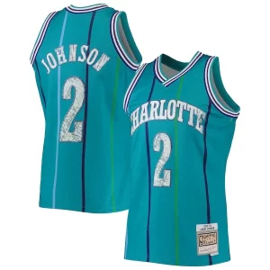 Comodo Clásico Único Larry Johnson Charlotte Hornets 1996/97 Hardwood Classics NBA 75th Anniversary Diamond Swingman Jersey Teal  para los verdaderos seguidores