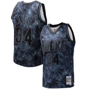 Encantador Ray Allen Milwaukee Bucks Hardwood Classics 1996/97 Tie Dye Swingman Jersey Black  para los verdaderos seguidores