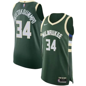 Práctico Giannis Antetokounmpo Milwaukee Bucks Nike Authentic Jersey Association Edition Hunter Green  para los verdaderos seguidores