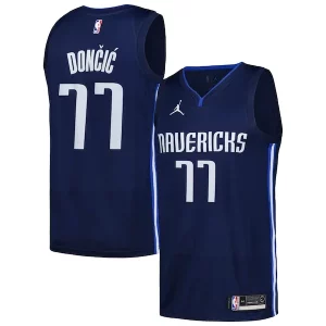 Bonito Genial Práctico Luka Dončić Dallas Mavericks Jordan Brand Swingman Player Jersey Statement Edition Navy  para los verdaderos seguidores