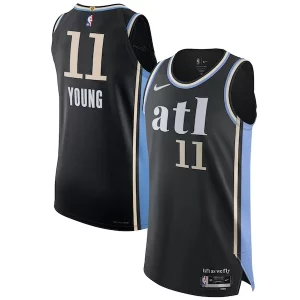 Elegante Cool Nike Trae Young Atlanta Hawks Authentic Jersey City Edition Black  para los verdaderos seguidores